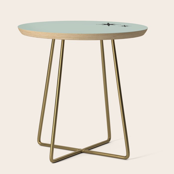 1950s Atomic Age Minimalist Starburst Pair in Black and 50s Celadon Teal Solid Side Table