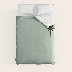1950s Atomic Age Minimalist Starburst Pair in Black and 50s Celadon Teal Solid Comforter