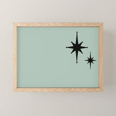 1950s Atomic Age Minimalist Starburst Pair in Black and 50s Celadon Teal Solid Mini Art Print