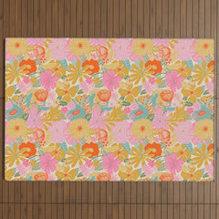 60's Retro Floral Outdoor Rug