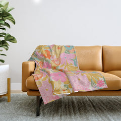 60's Retro Floral Throw Blanket