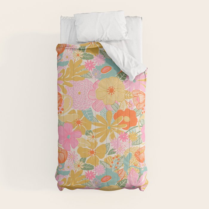 60's Retro Floral Comforter