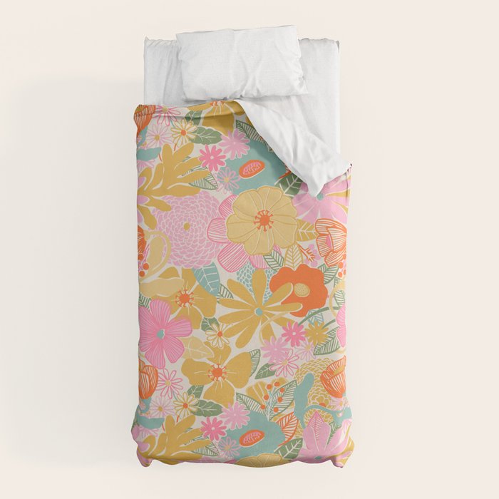 60's Retro Floral Duvet Cover