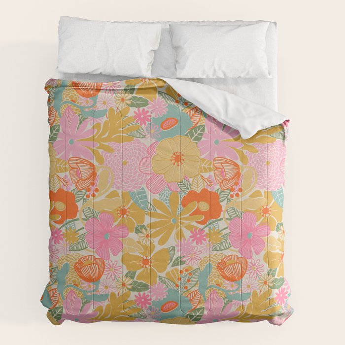 60's Retro Floral Comforter