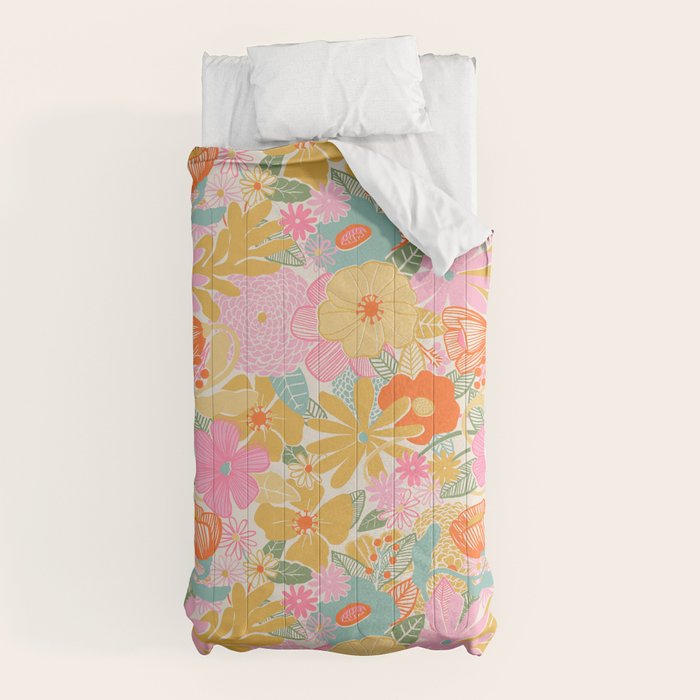 60's Retro Floral Comforter