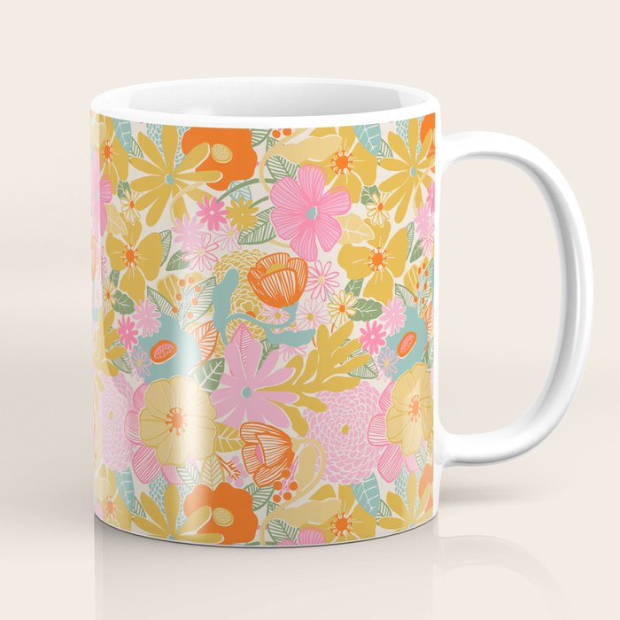 60's Retro Floral Coffee Mug