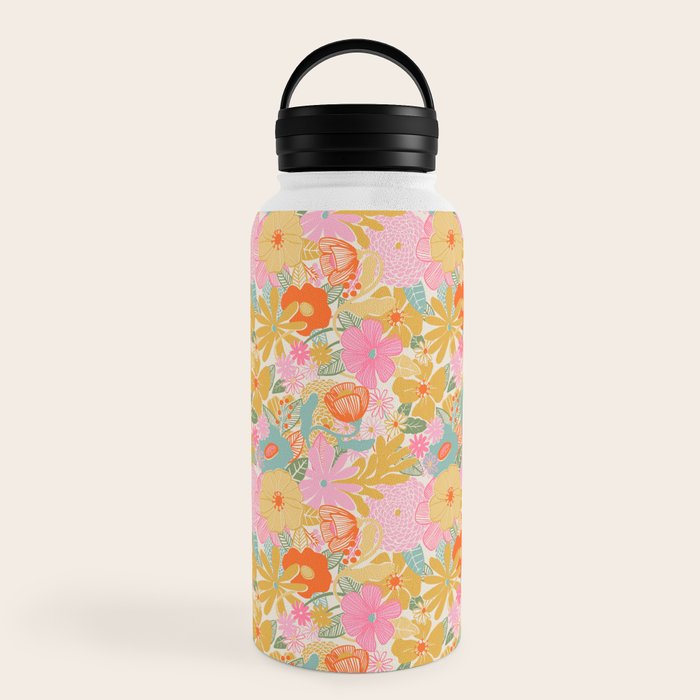 60's Retro Floral Water Bottle
