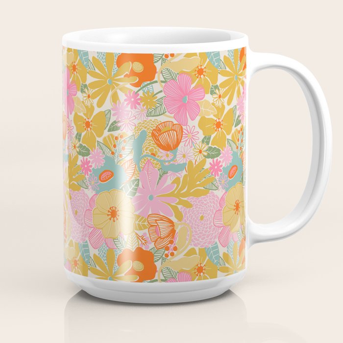 60's Retro Floral Coffee Mug