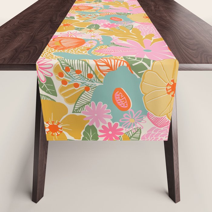 60's Retro Floral Table Runner