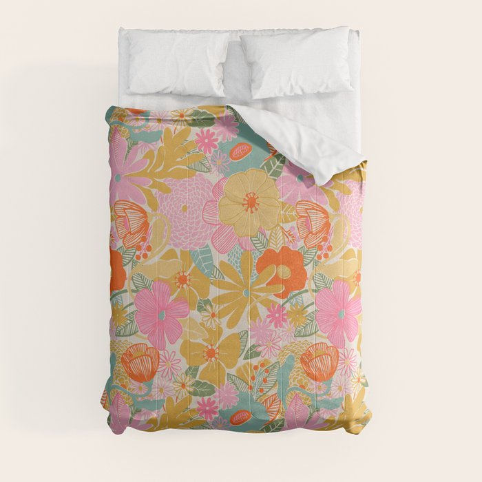 60's Retro Floral Comforter
