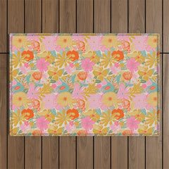 60's Retro Floral Outdoor Rug