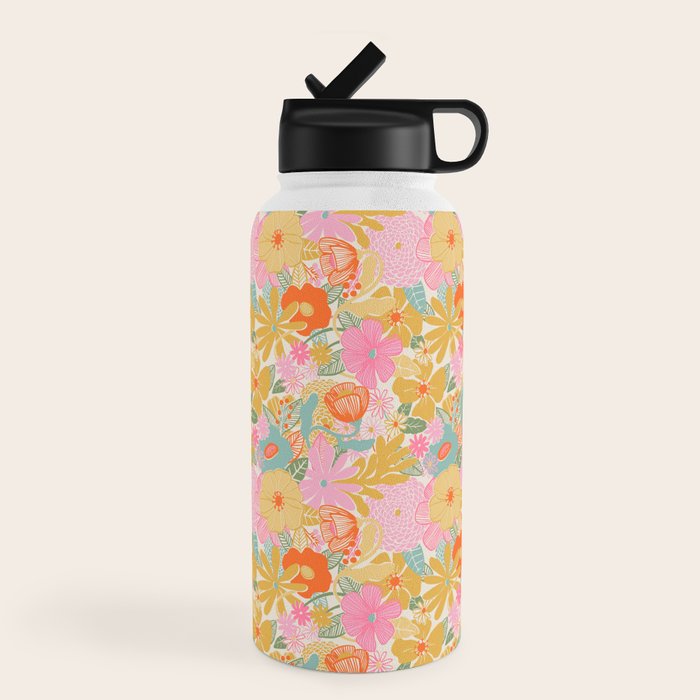 60's Retro Floral Water Bottle