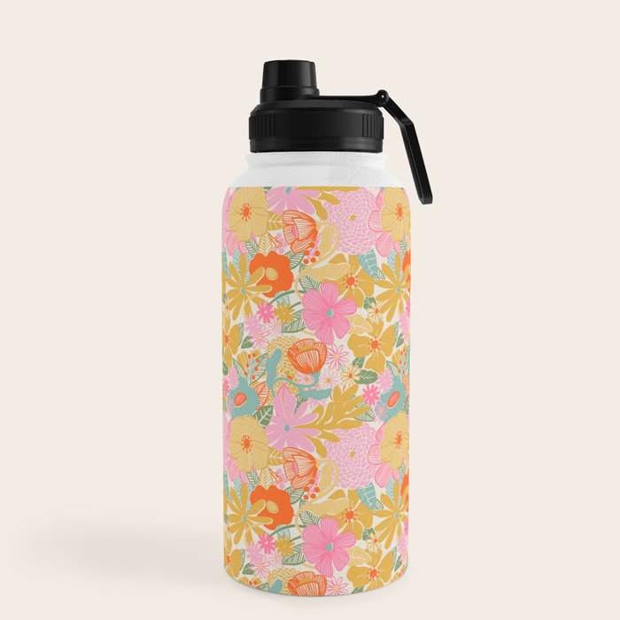 60's Retro Floral Water Bottle