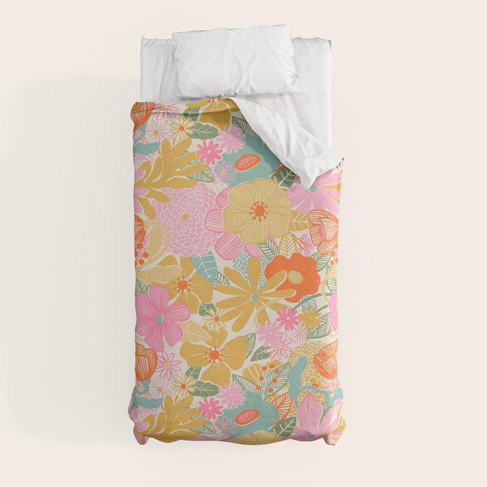 60's Retro Floral Duvet Cover