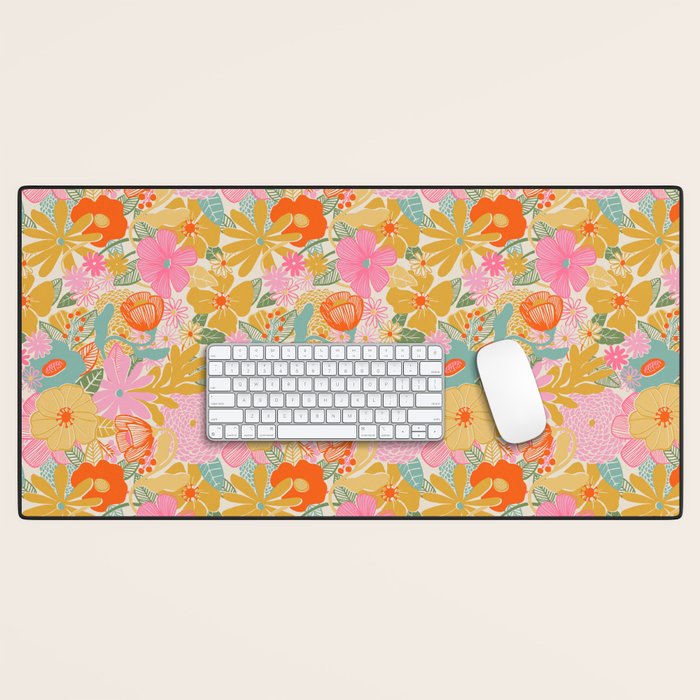 60's Retro Floral Desk Mat