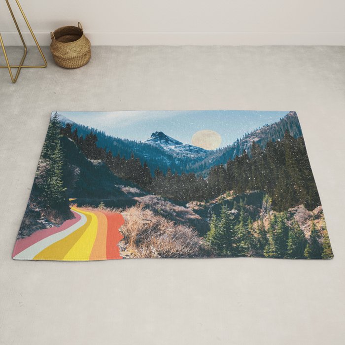 1960's Style Mountain Collage Rug
