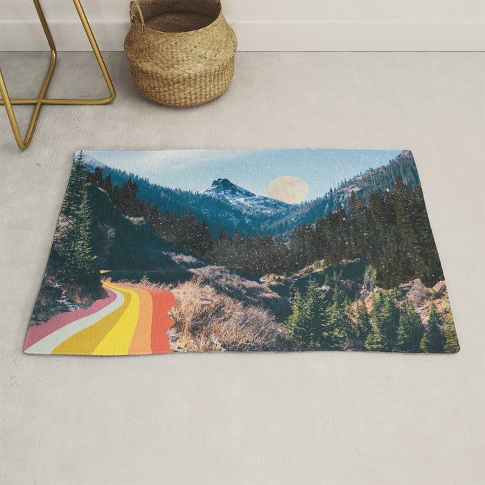 1960's Style Mountain Collage Rug