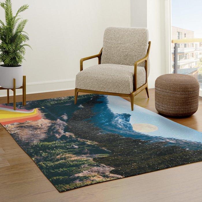 1960's Style Mountain Collage Rug