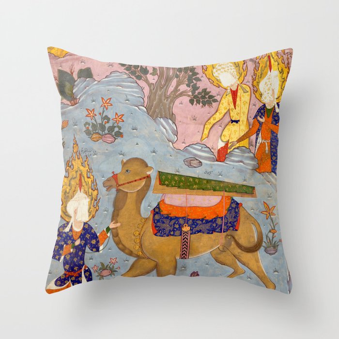 "Coffin of Imam 'Ali", Folio from a Falnama (The Book of Omens) of Ja'far al-Sadiq Throw Pillow