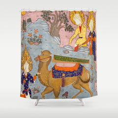 "Coffin of Imam 'Ali", Folio from a Falnama (The Book of Omens) of Ja'far al-Sadiq Shower Curtain