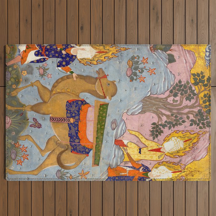 "Coffin of Imam 'Ali", Folio from a Falnama (The Book of Omens) of Ja'far al-Sadiq Outdoor Rug