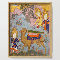 "Coffin of Imam 'Ali", Folio from a Falnama (The Book of Omens) of Ja'far al-Sadiq Serving Tray
