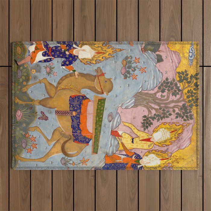 "Coffin of Imam 'Ali", Folio from a Falnama (The Book of Omens) of Ja'far al-Sadiq Outdoor Rug