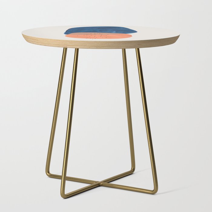 Twins' Minimalist Modern Mid Century Colorful Navy Blue Tan Shapes by Ejaaz Haniff Side Table