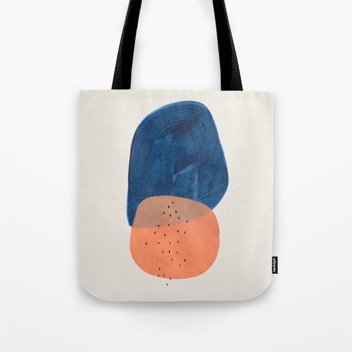 Twins' Minimalist Modern Mid Century Colorful Navy Blue Tan Shapes by Ejaaz Haniff Tote Bag