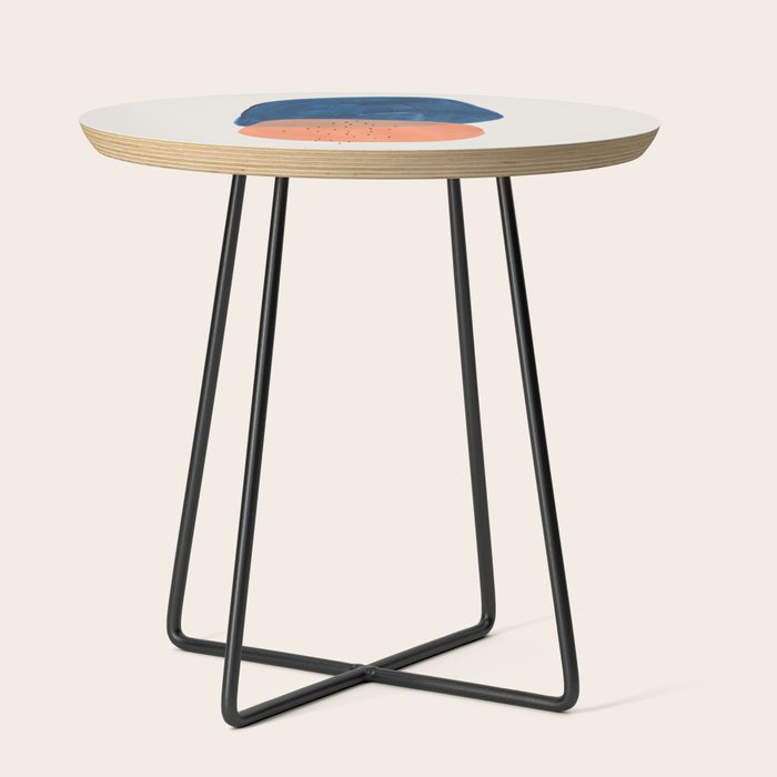 Twins' Minimalist Modern Mid Century Colorful Navy Blue Tan Shapes by Ejaaz Haniff Side Table