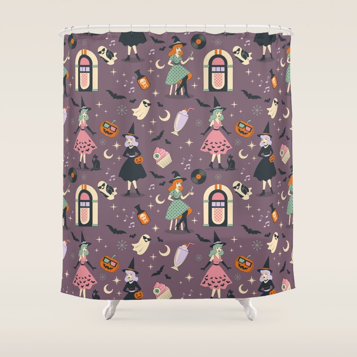 50s Witch Vibes Shower Curtain