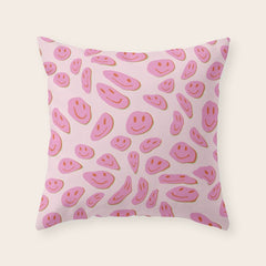 70s retro pink smiles pattern  Throw Pillow