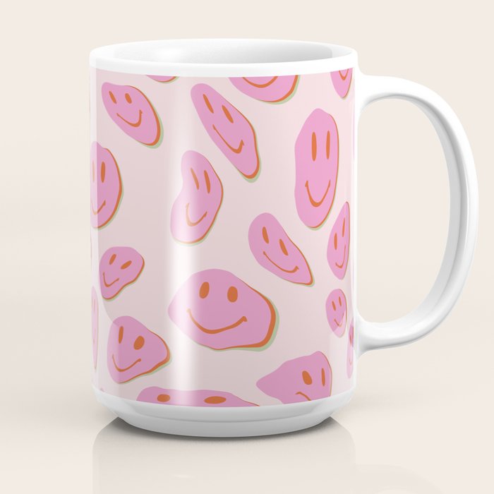 70s retro pink smiles pattern  Coffee Mug