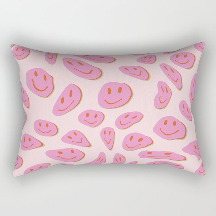 70s retro pink smiles pattern  Rectangular Pillow