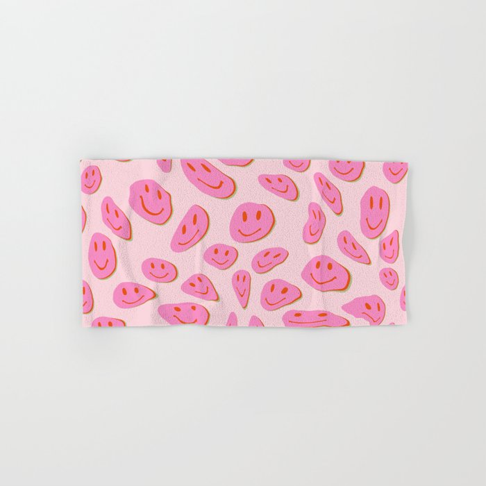 70s retro pink smiles pattern  Bath Towel