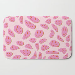 70s retro pink smiles pattern  Bath Mat