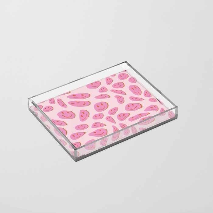 70s retro pink smiles pattern  Acrylic Tray