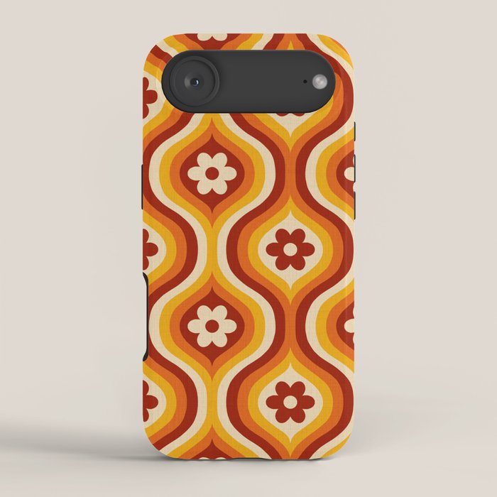 70s Groovy Daisy Ovals Pattern iPhone Case