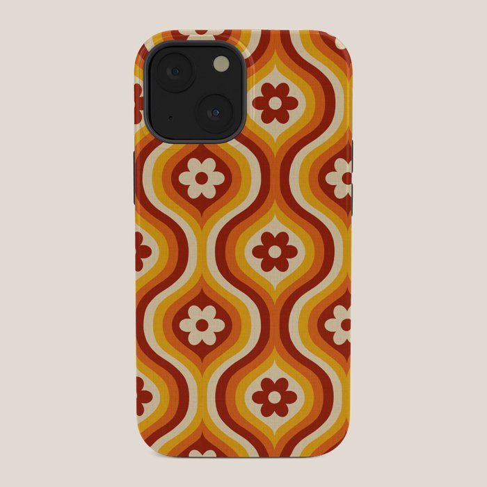 70s Groovy Daisy Ovals Pattern iPhone Case