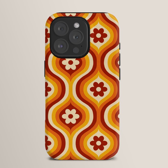70s Groovy Daisy Ovals Pattern iPhone Case
