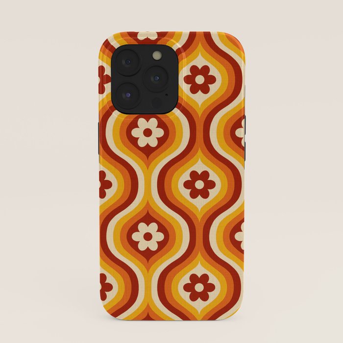 70s Groovy Daisy Ovals Pattern iPhone Case