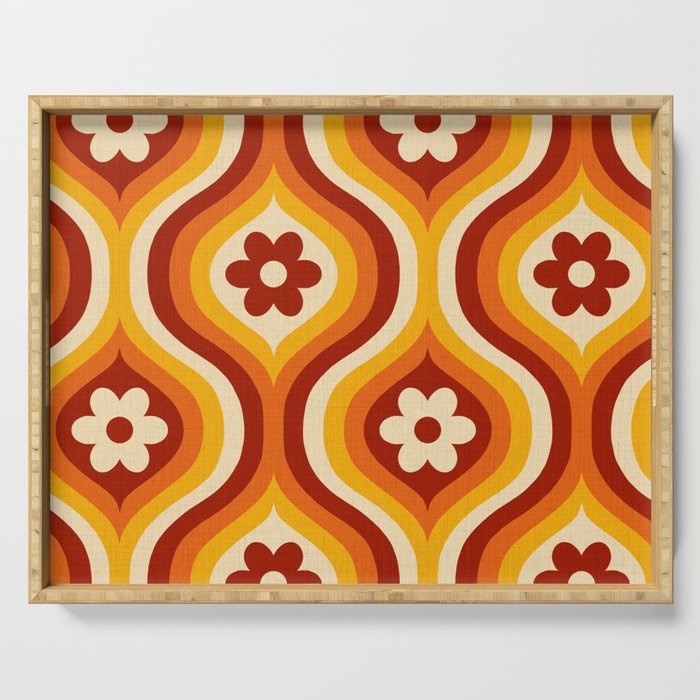 70s Groovy Daisy Ovals Pattern Serving Tray