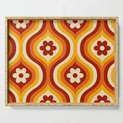 70s Groovy Daisy Ovals Pattern Serving Tray