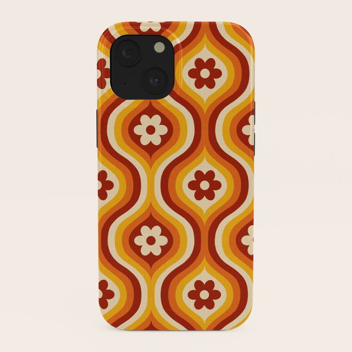70s Groovy Daisy Ovals Pattern iPhone Case