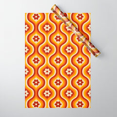 70s Groovy Daisy Ovals Pattern Wrapping Paper