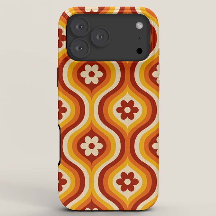 70s Groovy Daisy Ovals Pattern iPhone Case