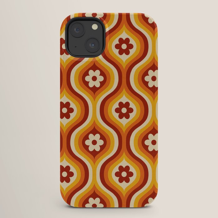 70s Groovy Daisy Ovals Pattern iPhone Case
