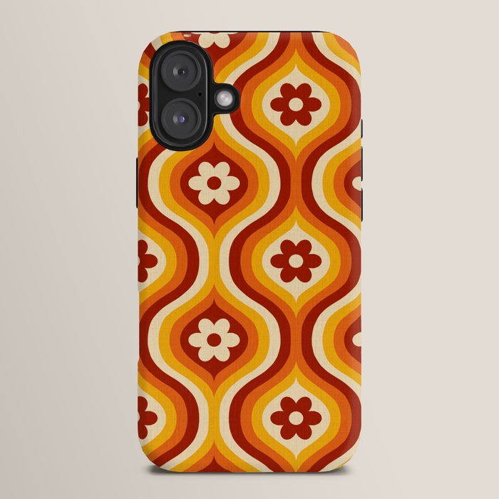 70s Groovy Daisy Ovals Pattern iPhone Case