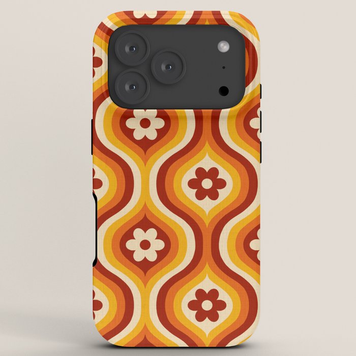 70s Groovy Daisy Ovals Pattern iPhone Case