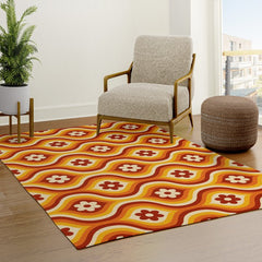 70s Groovy Daisy Ovals Pattern Rug